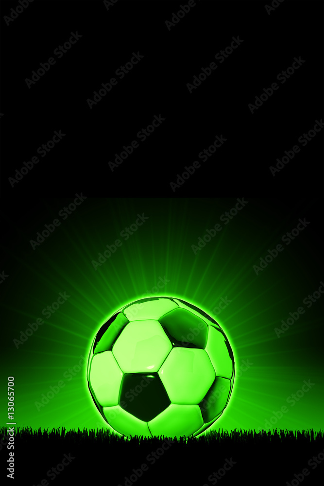 Fototapeta premium Soccerball with grass horizon line