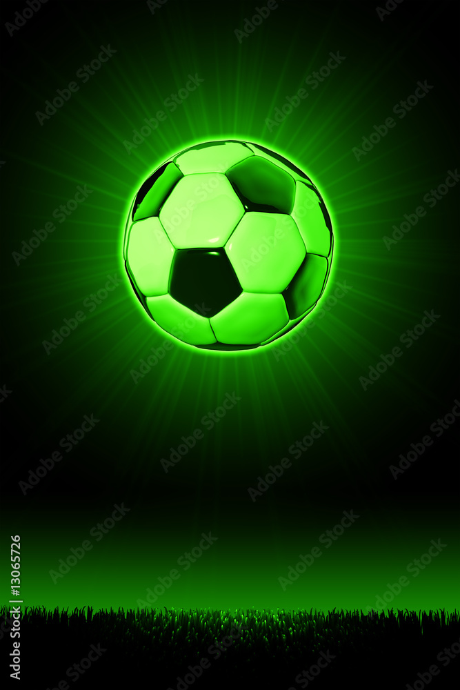 Fototapeta premium Soccerball with grass horizon line