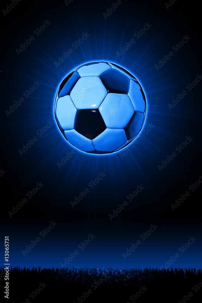 Fototapeta premium Soccerball with grass horizon line