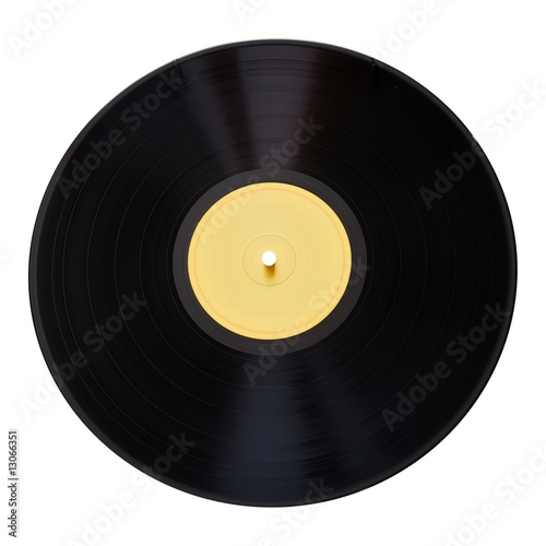 Old vinyl record isolated on white background