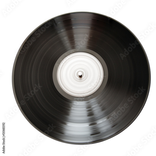 Old vinyl record isolated on white background