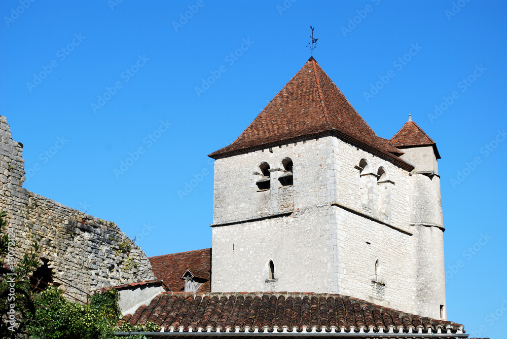Fototapeta premium Clocher de l'église de Saint Cirq Lapopie