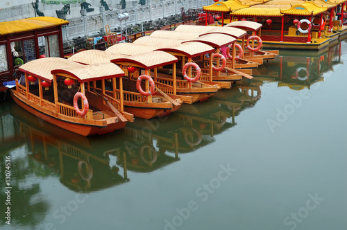 Line of boats at Qinhuai river photo