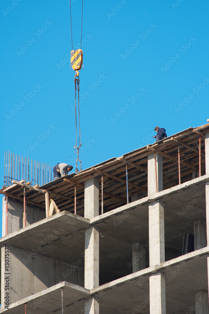 Builders at the construction site