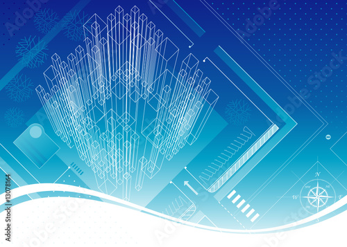 Abstract architecture blueprint design. Vector layered.