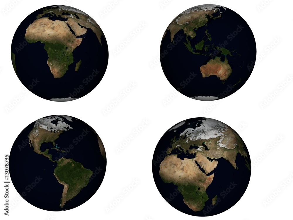 Terre 3D, planisphère