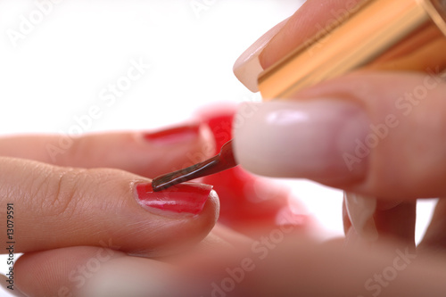 Applying nail polish