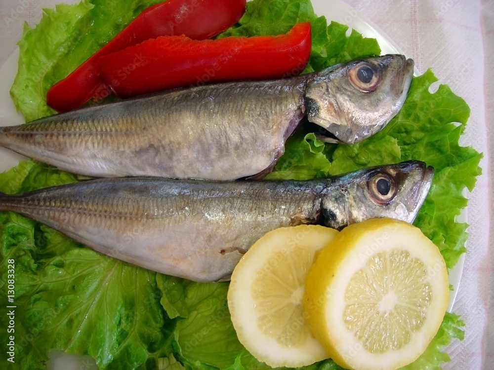 Mackerel, sardines, salad, peppers - Carapau - Sardinha Mackerel, sardines, salad, peppers - Carapau - Sardinha