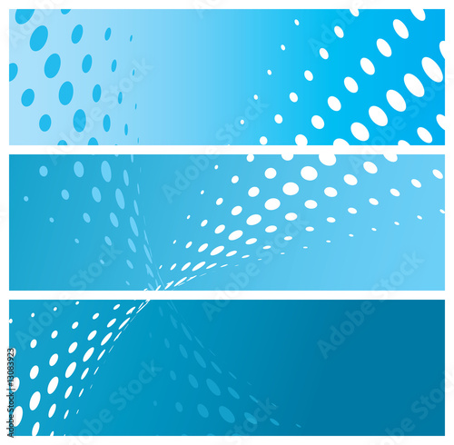 set of blue website headers (banners) with halftone