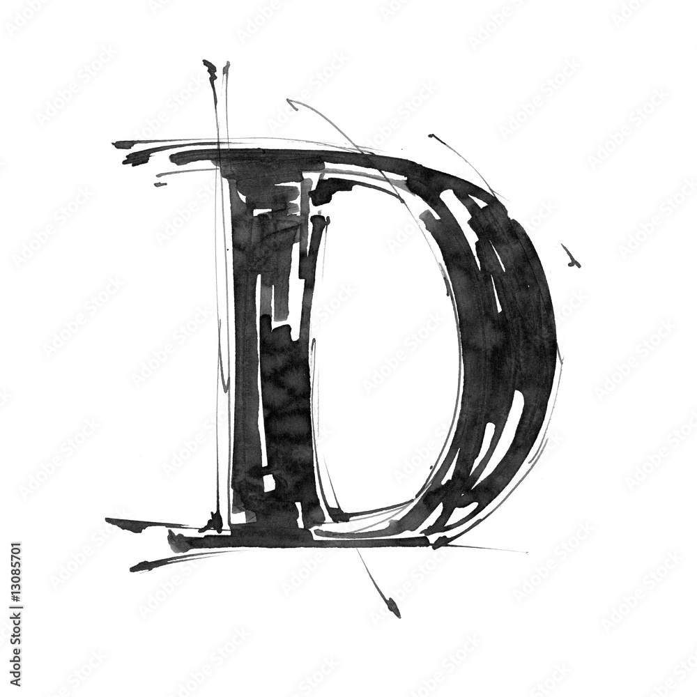 Obraz premium letter D. Alphabet symbol - grunge hand draw paint