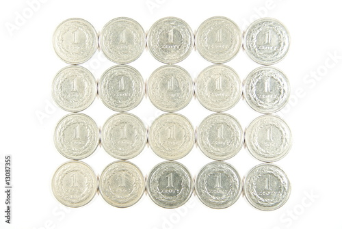 Many of one zloty coins