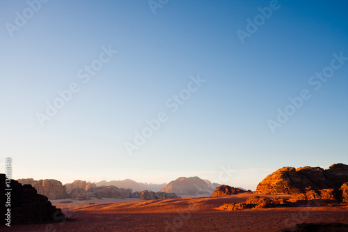 Wadi Rum landscape. Copy space.