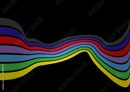 Abstract rainbow lines on a black background