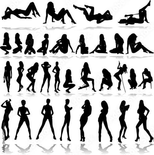 hot girls illustration vector silhouettes