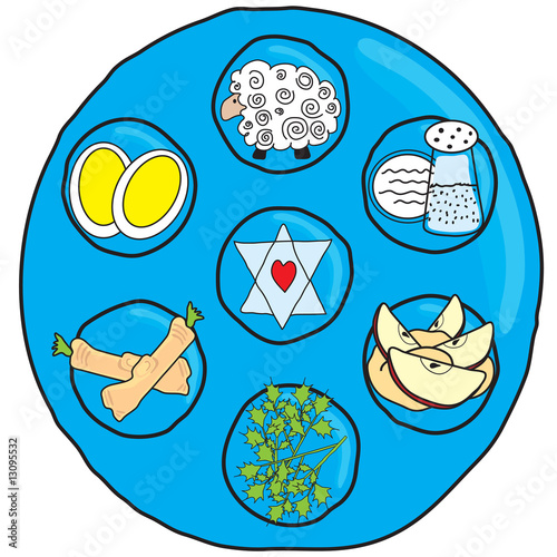 Fun Seder Passover Plate in a doodle style