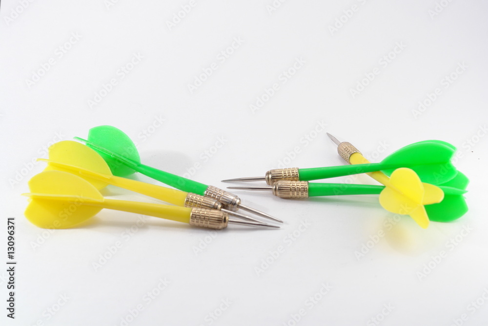Multi-coloured darts on a white background Multi-coloured darts on a white background