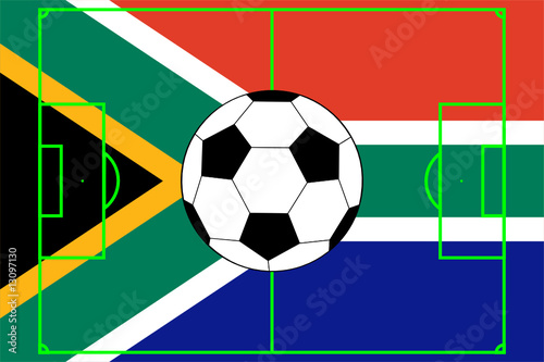 vector of soccer ball with flag of South Africa