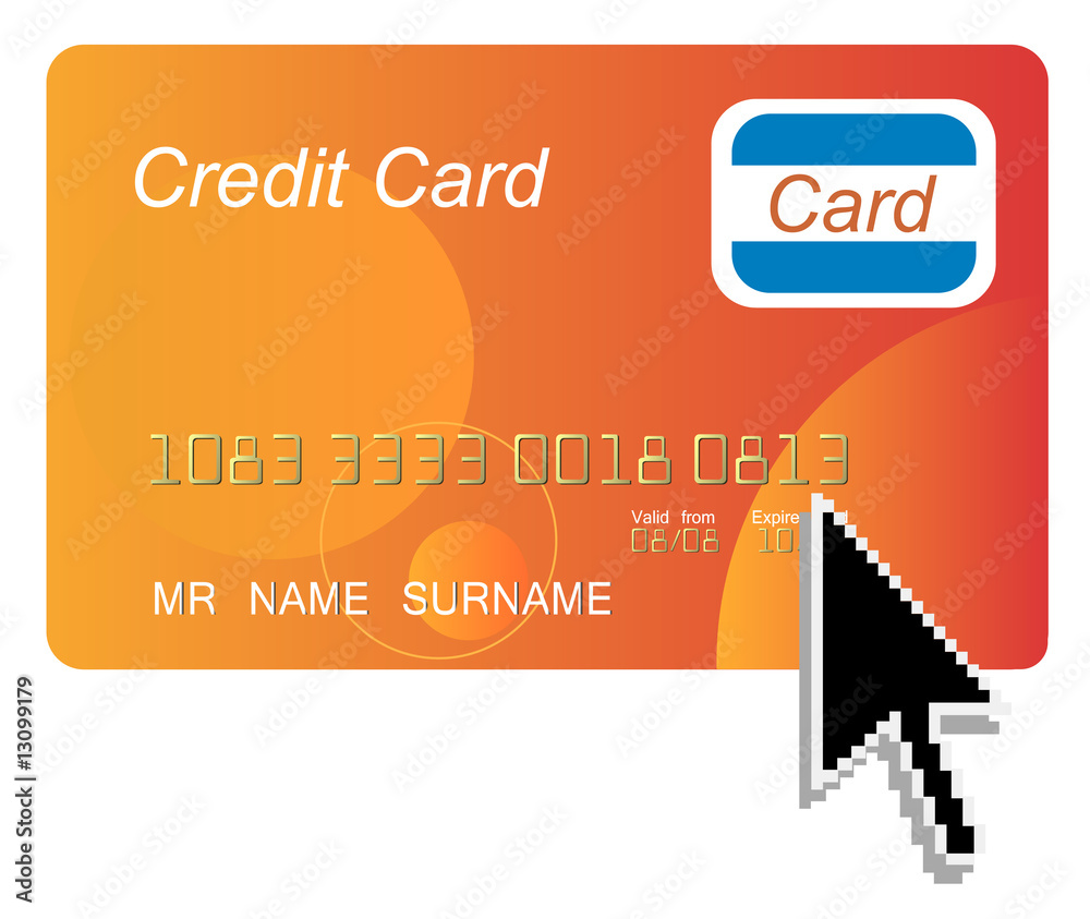 Obraz premium Orange credit card with black arrow computer cursor