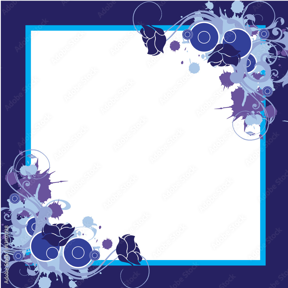 cadre floral bleu