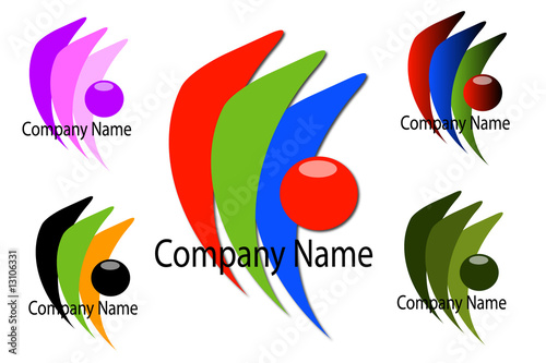 Company logo set with variations on white