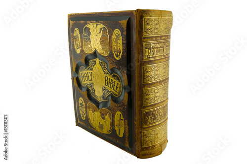 Φωτογραφία old family bible front and binding edge