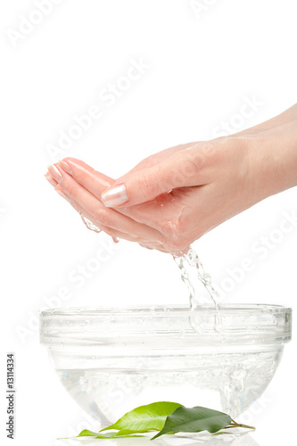 woman hands with bowl