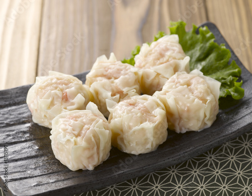 Shaomai is a traditional Chinese dumpling served in dim sum.
