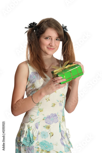 Girl with valentine day gift photo