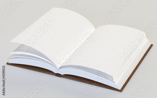 Libro aperto con pagine bianche photo