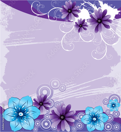 purple background with abstract flowers