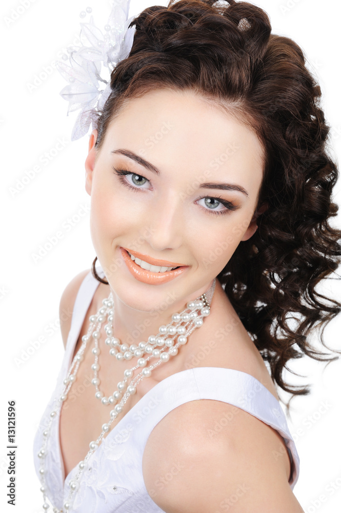 smiling face of young beauty bride