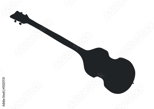 left-handed bass guitar silhouette isolated vector illustration