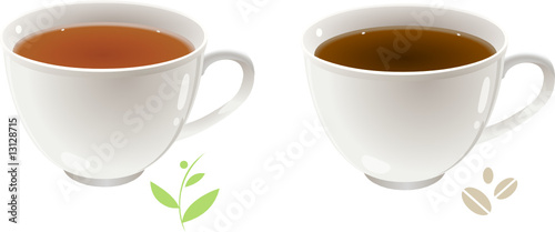 Two cups of tea and coffee