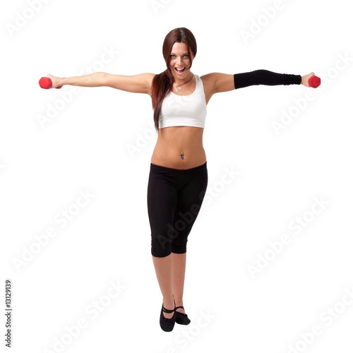 woman exercising with dumbbells