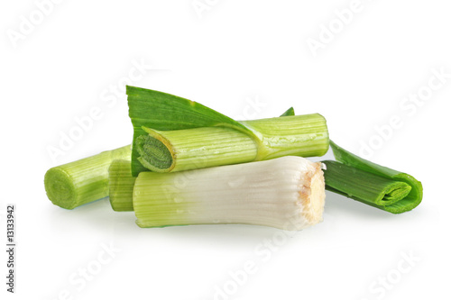 Bunch of leeks tied together - horizontal