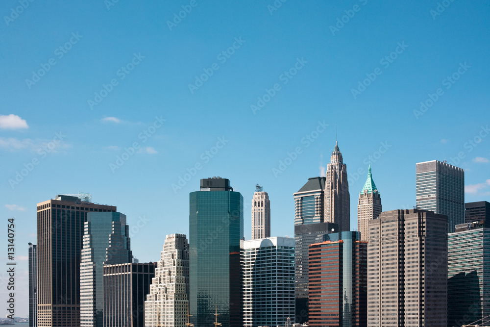 View of the skyline of downtown Manhattan, New York City, USA