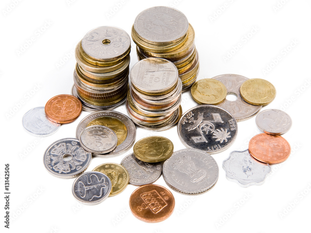 Heap of coins from all over the world Heap of coins from all over the world