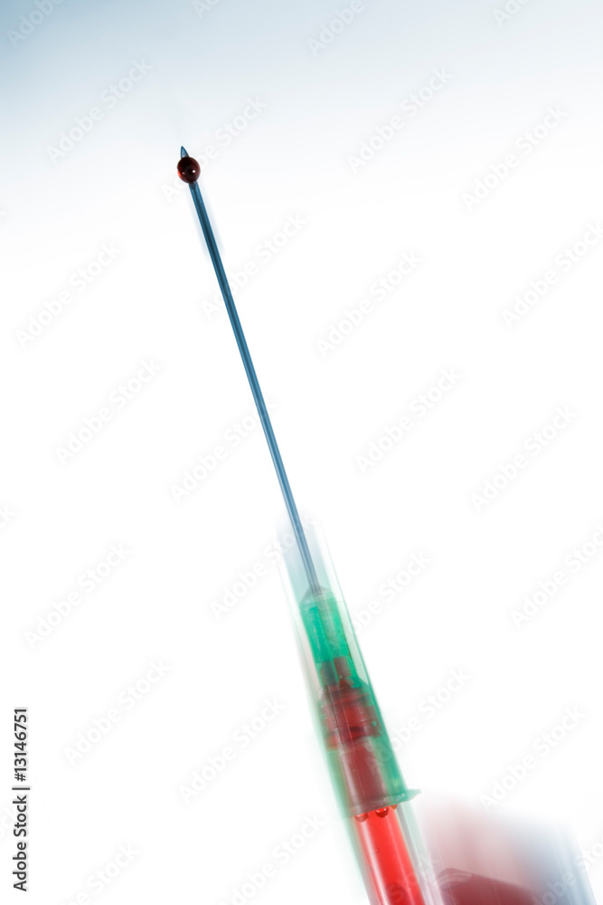 Syringe needle with blood drop