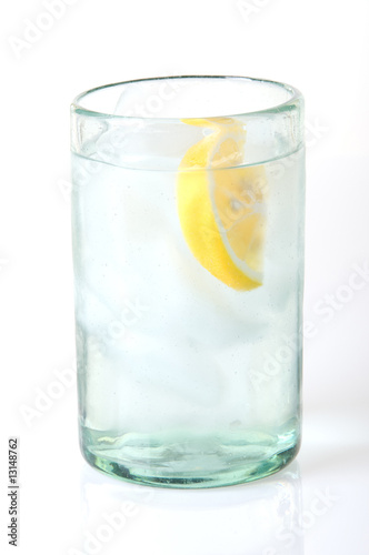 Water In Glass With Lemon Wedge