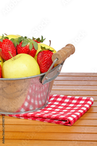 Bowl of strawberries and apples