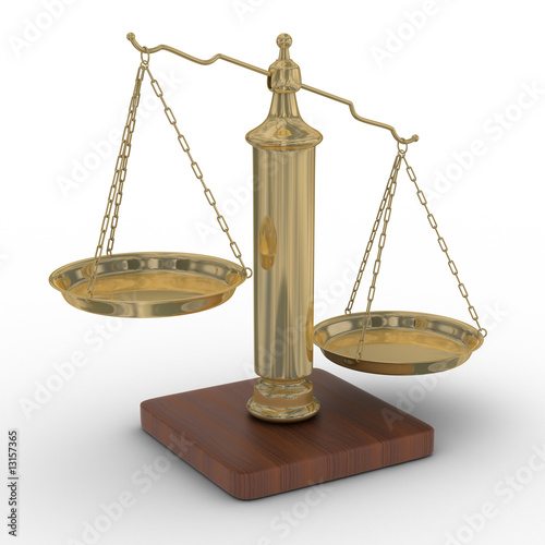 Scales justice on a white b...