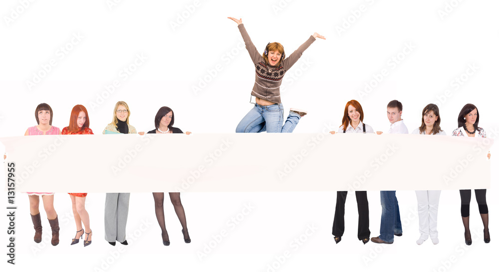 Obraz premium team with a blank poster