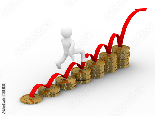 diagram of growth. 3D image. Isolated illustration