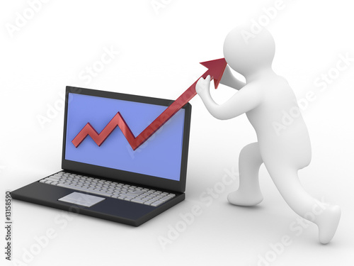 Laptop. concept of financial growth. 3D image.