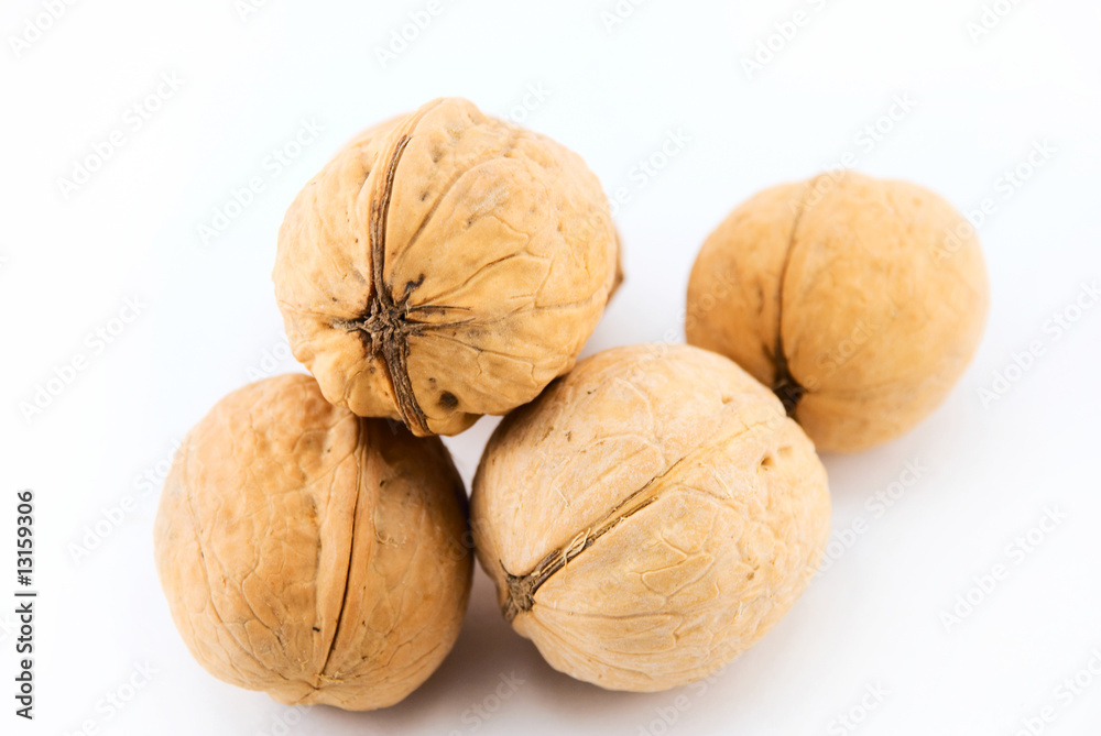 walnuts on white background walnuts on white background