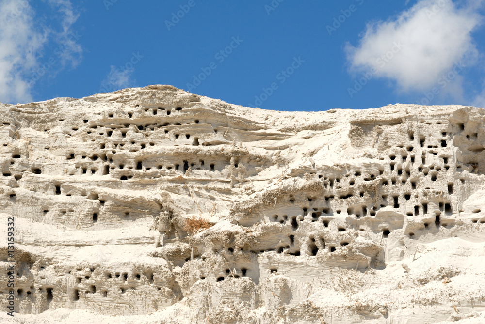 Sandy mountain with the bird's nests