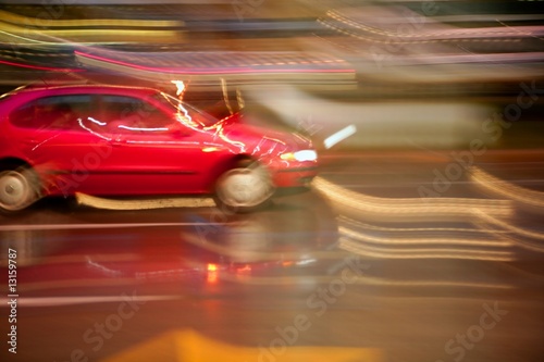 Car moving in rainy night motion blur © lunamarina