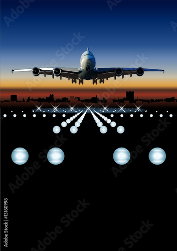 Vector airliner at sunrise