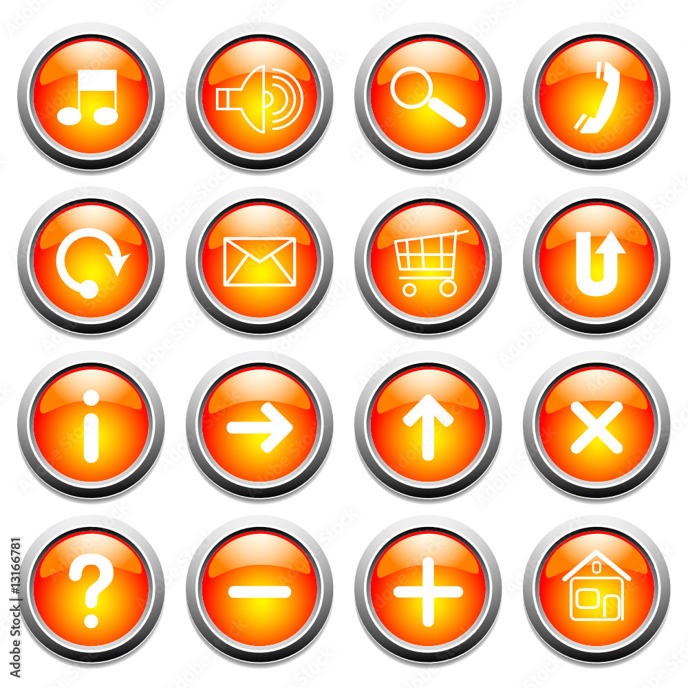 Vector glossy buttons with symbols. Vector glossy buttons with symbols.