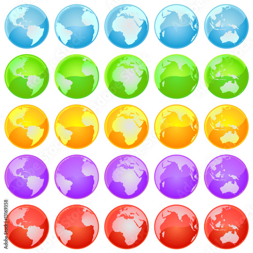 globe of the world. five colors alternative.